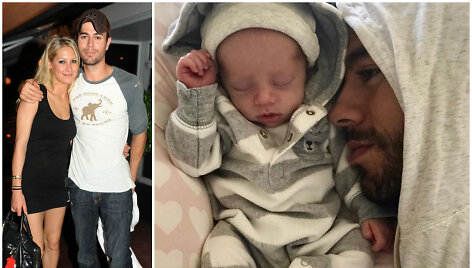 Enrique Iglesias su Ana Kurnikova ir vienu i&scaron; savo dvynių