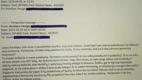 I.Čaplinskienės lai&scaron;kas A.Verygai