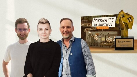 Žaidimo &bdquo;Mergaitė su &scaron;autuvu&ldquo; autoriai Edas Matulaitis, Lina Itagaki, Marius Marcinkevičius