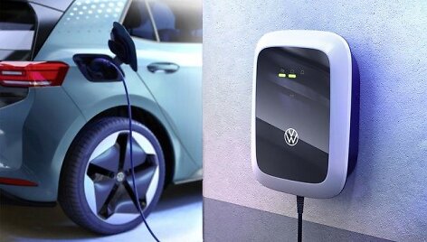 &bdquo;Volkswagen&ldquo; įkrovimo stotelė pasižymi modernia i&scaron;vaizda, derančia prie ID automobilių dizaino.