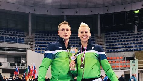 Jurgita Janu&scaron;kaitė-Žilinskienė su treneriu Tomu Žilinsku.