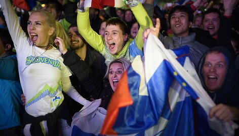 Liublianoje slovėnai &scaron;ventė savo krep&scaron;ininkų triumfą.