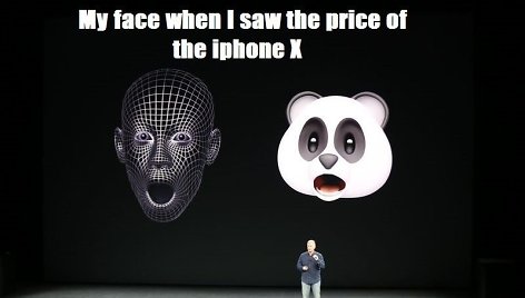 „Apple iPhone X“ kainą pašiepiantis memas