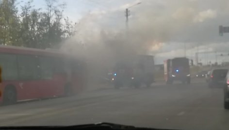 Maršrutiniame autobuse Kaune kilo gaisras