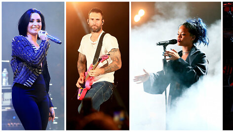 Demi Lovato, Adamas Levine'as, Rihanna ir Samas Smithas
