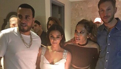French Montana, Kim Kardashian, Jennifer Lopez ir Calvinas Harrisas