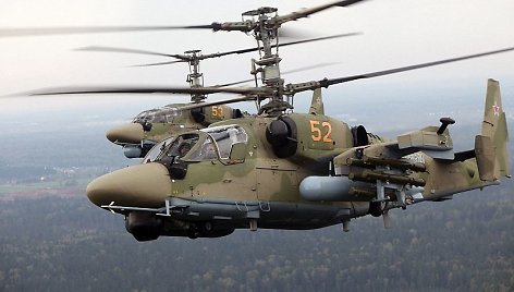 Rusijos kariuomenėje naudojamas sraigtasparnis „Ka-52“