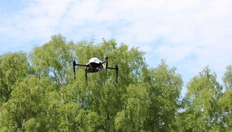 Kur&scaron;ių nerijoje gaisravietę tyrinėjo į dangų pakelti dronai.
