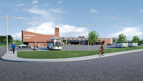 Planuojamos statyti &Scaron;ilutės rajono autobusų stoties vizualizacija