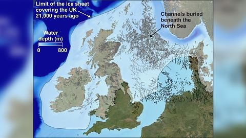 British Antarctic Survey/Šiame žemėlapyje galima pamatyti tunelių apimamą plotą Šiaurės jūroje