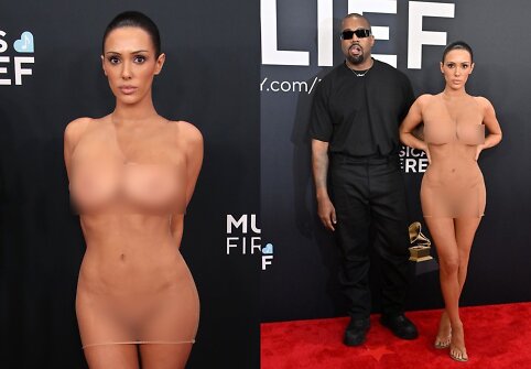 Kanye Westas su žmona Bianca Censori ant &bdquo;Grammy&ldquo; raudonojo kilimo