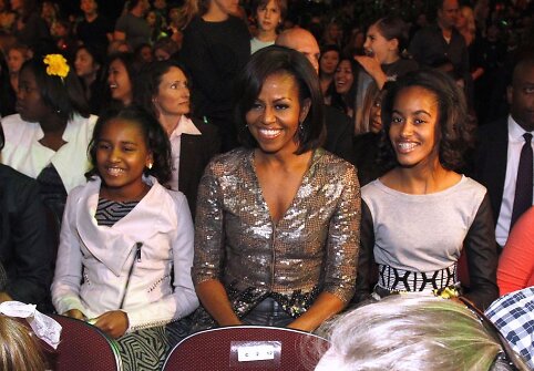  Michelle Obama ir jos dukros Sasha ir Malia