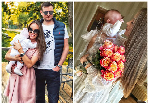Danielius ir Viktorija Siegel su pirmagime Viktorija