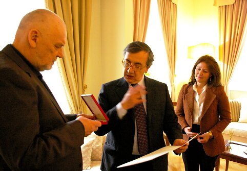 E.Nekro&scaron;ius ir Italijos ambasadorius Taliani de Marchio su žmona Letizia