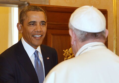 JAV prezidentas Barackas Obama ir Popiežius Pranci&scaron;kus