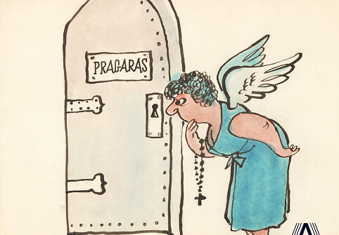 Juozo Kasčiūno 1963 m. sukurta antireliginė karikatūra