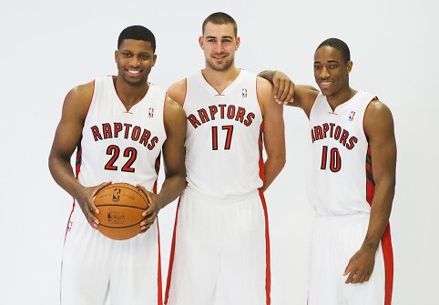 Rudy Gay, Jonas Valančiūnas ir DeMaras DeRozanas