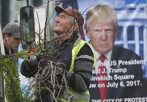 Var&scaron;uva ruo&scaron;iasi Donaldo Trumpo vizitui