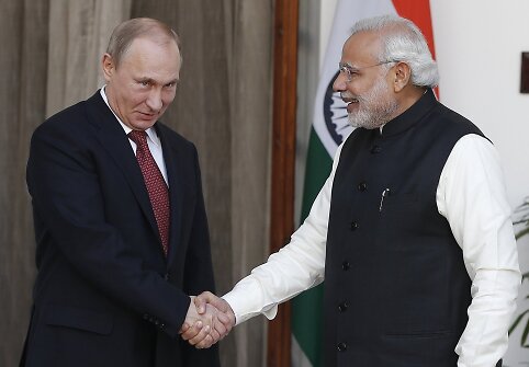 Rusijos prezidentas Vladimiras Putinas ir Indijos premjeras Narendra Modi