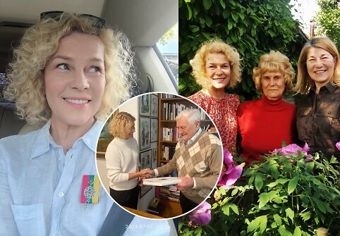 Giedrė Genevičiūtė, jos mama Irena Jocytė-Genevičienė ir sesė Edita &Scaron;mergelienė, Valdas Adamkus