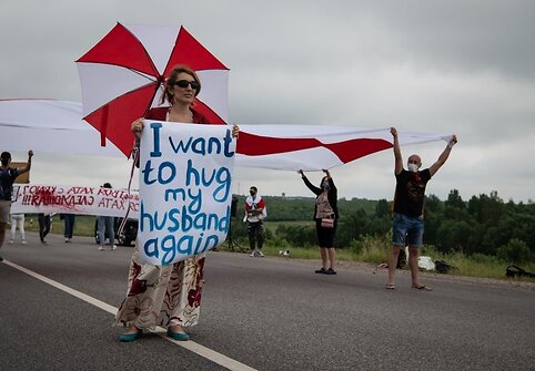Baltarusių protestas prie Medininkų pasienio punkto
