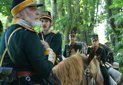 Filmo &bdquo;Tadas Blinda. Pradžia&ldquo; filmavimo akimirka. Aktorius Antanas &Scaron;urna vaidina blogąjį Snegiriovą