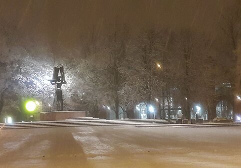 Klaipėdoje ketvirtadienio vakarą sninga itin gausiai.