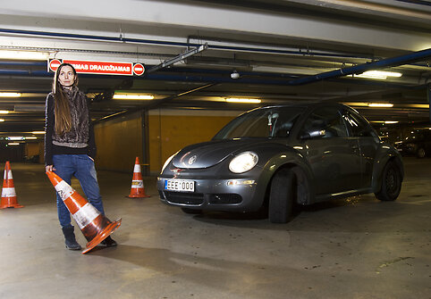 Julija Estko su kelių policija bylinėjosi dėl akmens, apgadinusio jos automobilį.