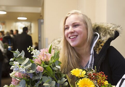 Rūtos Meilutytės sutikimas Vilniaus oro uoste.
