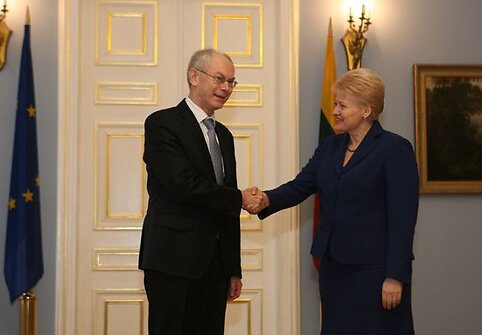 Lietuvos Respublikos Prezidentė Dalia Grybauskaitė priėmė Lietuvoje vie&scaron;intį Europos Sąjungos Prezidentą Hermaną van Rompuy.