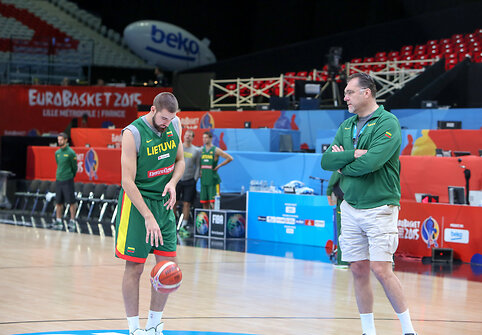 Arvydas Sabonis rinktinės treniruotėje