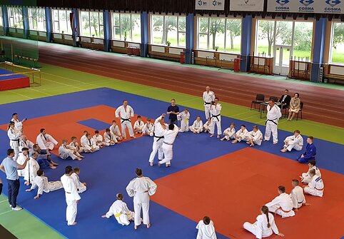 Japonų dziudo meistrai Klaipėdoje vedė treniruotę.