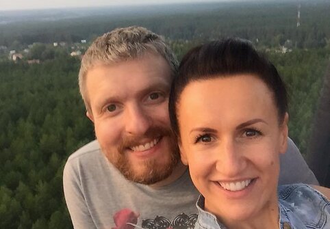 Katažina ir Deivydas Zvonkai skrido oro balionu
