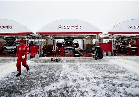 „Rally Sweden 2012“. Serviso zona prieš varžybų startą