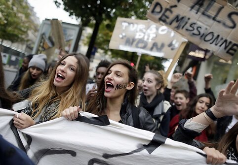 Moksleivių protestas Paryžiuje