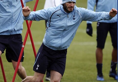 Davidas Beckhamas dalyvavo pirmojoje „Tottenham Hotspur“ treniruotėje
