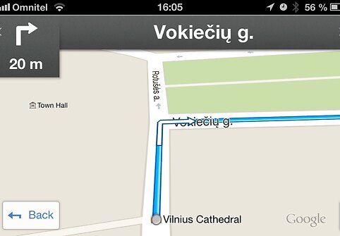 Kadras iš „Google Maps Navigation“