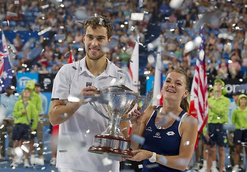 Agnieszka Radwanska ir Jerzy'is Janowiczius