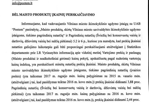 Sutartys dėl maisto tiekimo sostinės darželiuose