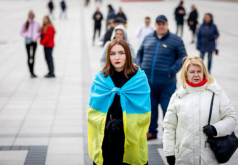 Pirmadienio mitingų maratonas skirtas remti Ukrainos kovą už laisvę.