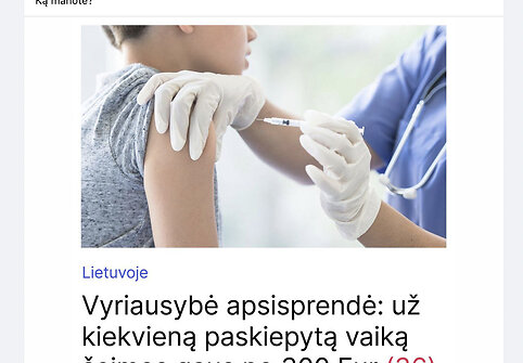 Tariamos naujienos ekrano nuotrauka pasirodė Šeimų sąjūdžio grupėje