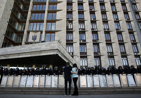 Donecke protestuotojai kvietė sugrįžti V.Janukovyčių