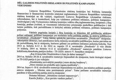 Druskininkų savivaldybės administraijos ra&scaron;tas