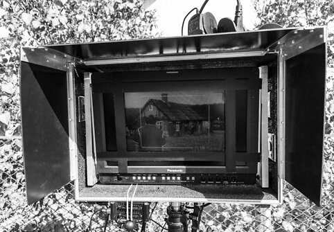 Filmo &bdquo;Koklektyviai sodai&ldquo; filmavimo akimirka
