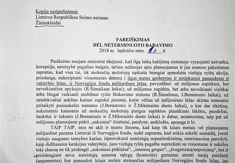Prane&scaron;imas dėl neterminuoto badavimo