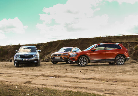 &Scaron;eimyninių automobilių bandymai - &bdquo;Volkswagen Tiguan&ldquo;, &bdquo;&Scaron;koda Kodiaq&ldquo; ir &bdquo;Seat Ateca&ldquo;