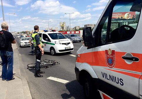 Vilniuje &bdquo;&Scaron;koda&ldquo; partrenkė dviratininką