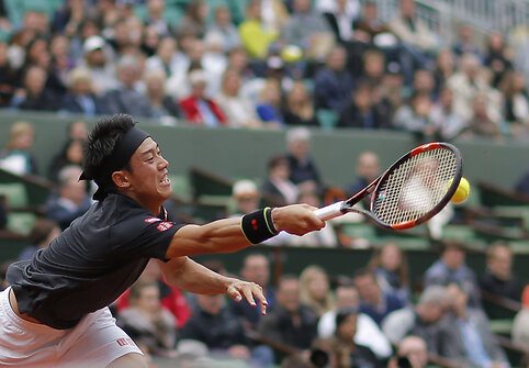 Kei Nishikoris prie&scaron; Richardą Gasquet