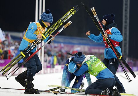 Sočyje Ukrainos biatlono komanda triumfavo moterų estafetėje
