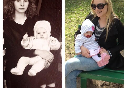 Oksana &Scaron;klėriūtė su mama Janina (kairėje), Oksana &Scaron;klėriūtė su savo dukra Gabija (de&scaron;inėje)
